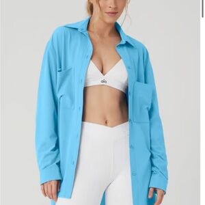 Alo Dreamscape Blue Button-Up Shirt